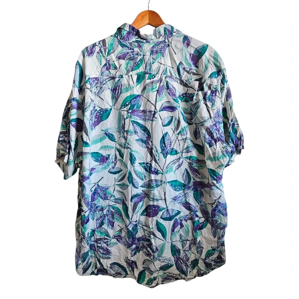 Tommy Bahama Silk Button Up Tropical Leaf Print Camp Shirt Plus‎ Size 3XL 3X